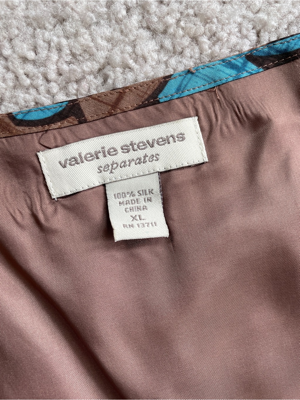 Valerie Stevens Separates Silk Floral Pink Blue Brown V-Cut Sleeveless Top - XL - Picture 2 of 10